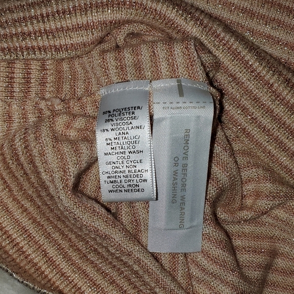 LOFT Peach Striped Shimmer Button Up Cardigan - Picture 6 of 11